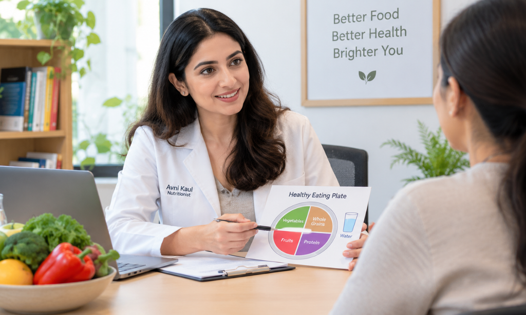 Weight loss consultation process with personalized nutrition guidance.