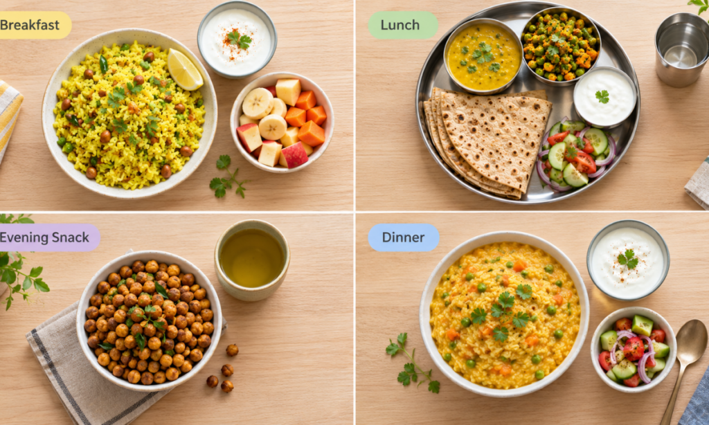 Sample one-day Indian diet plan for weight loss.