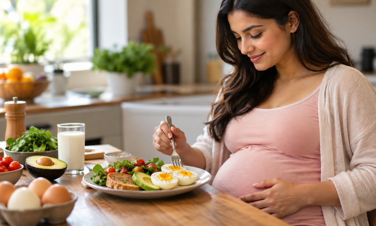 Cooked eggs highlighting their protein and essential nutrients for a healthy pregnancy.