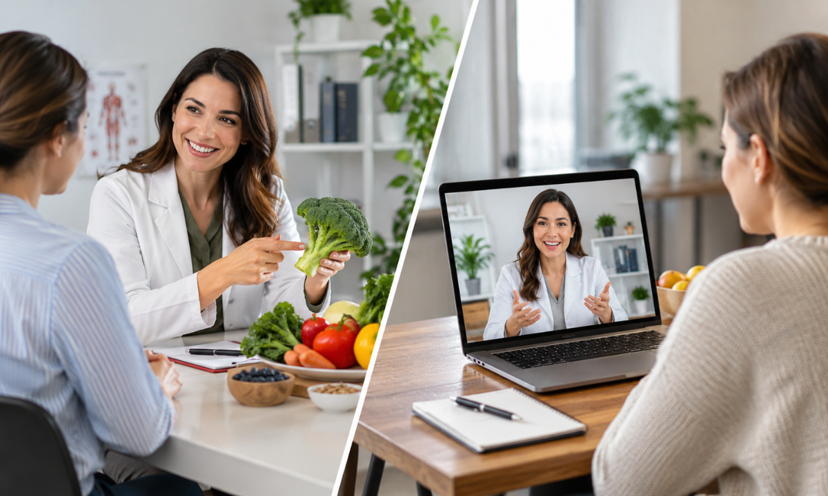 A comparison of online dietitian consultation through a video call and an in-person nutrition consultation.