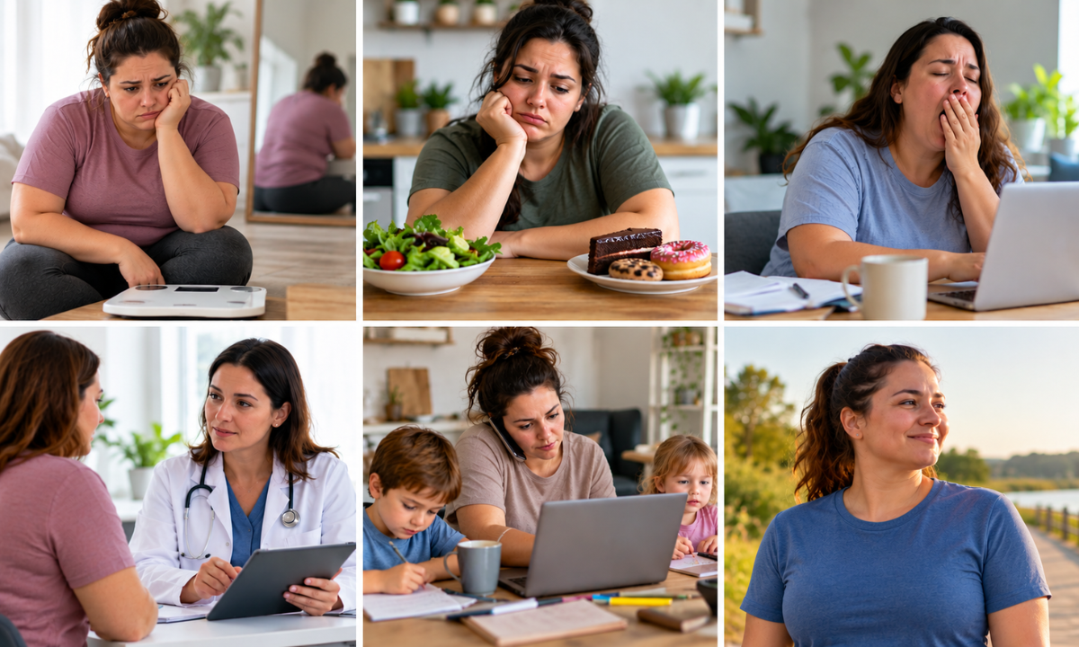 Dietitian advising a client on weight loss, healthy eating, and managing health conditions.